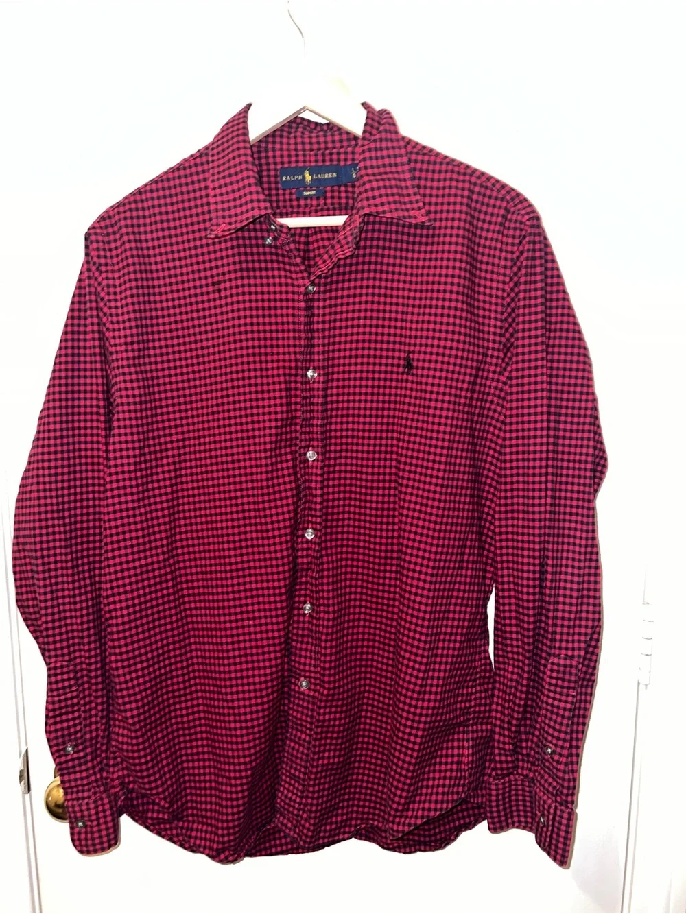 Ralph Lauren Red and Black Micro-Check Button-Down Shirt